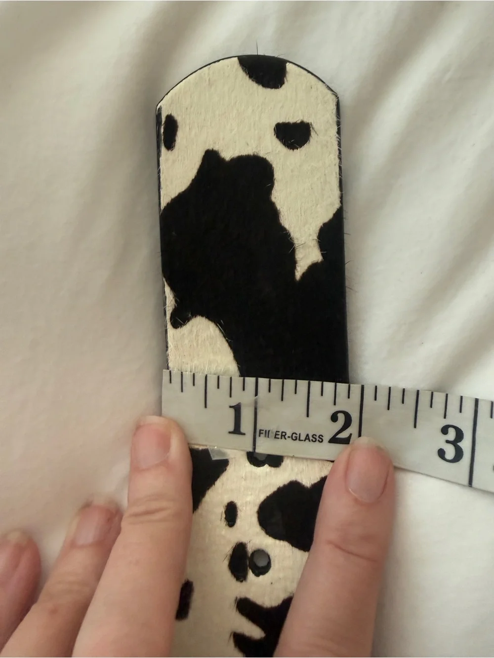 NWT Cow print Leather Belt With Pewter Metal Buckle Size S
